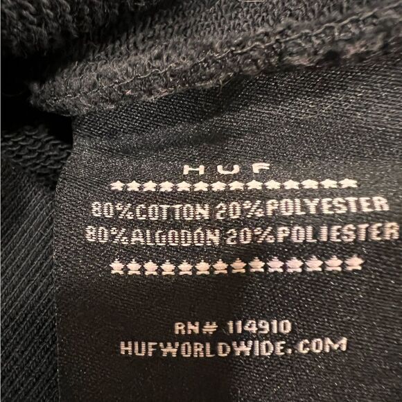 Dragon Embroidered Hoodie Black Heavyweight Streetwear Pullover S HUF - Picture 7 of 7